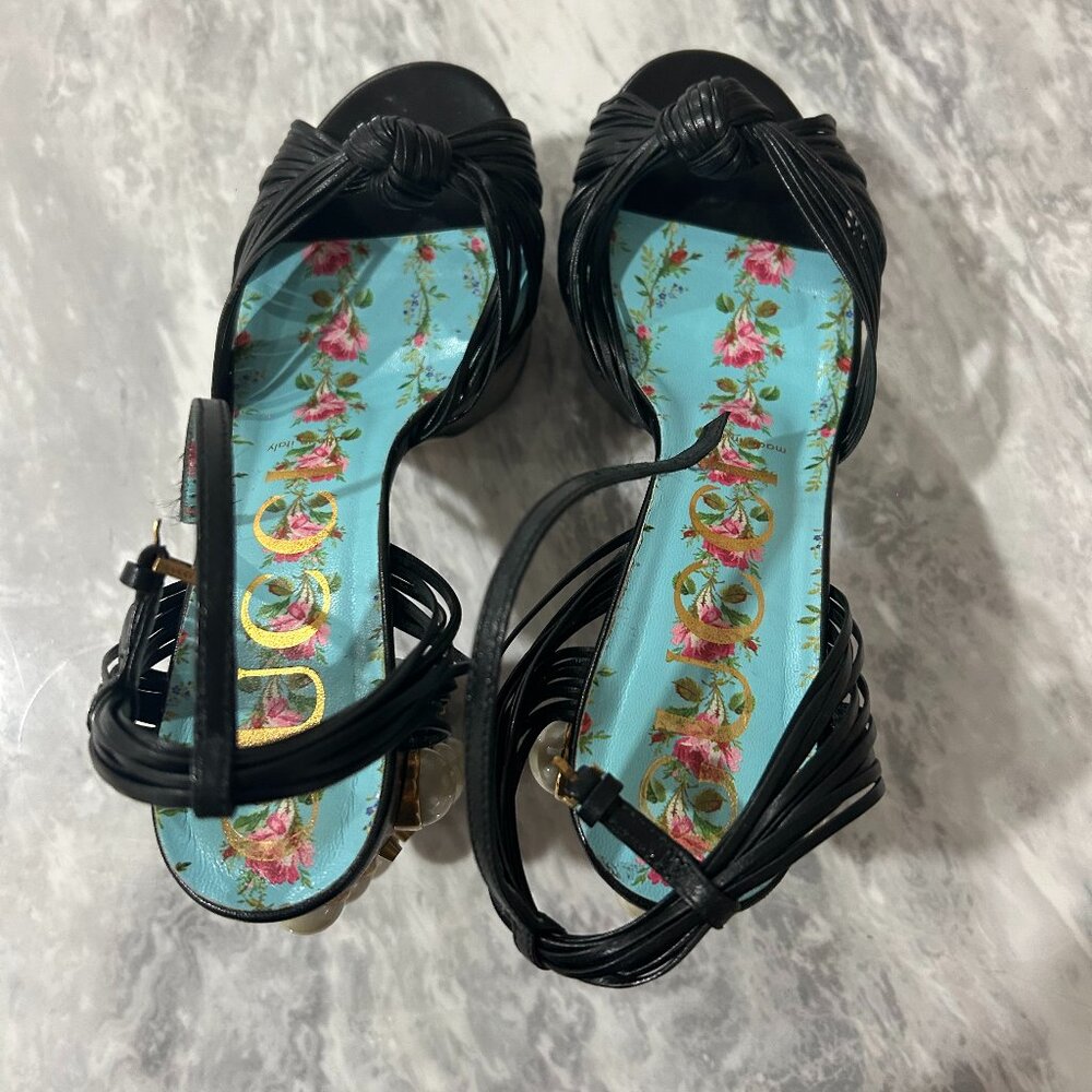 Gucci Black Platform Shoes with Gold Accents - Picture 5 of 7